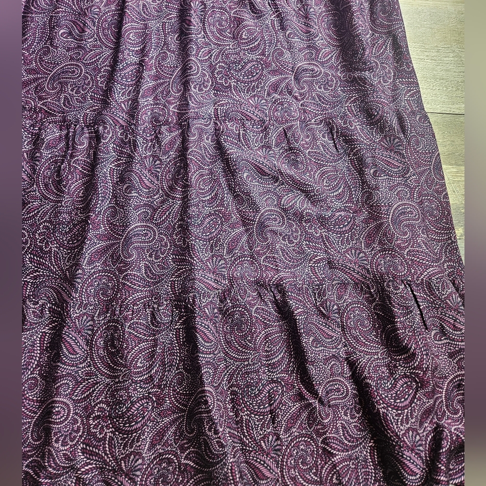 J. Jill NEW Tiered Dress Purple Paisley Size XL Midi - Picture 3 of 12